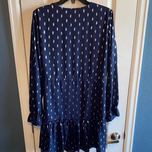 Skies Are Blue Navy Dress with Gold Accents - Picture 6 of 6